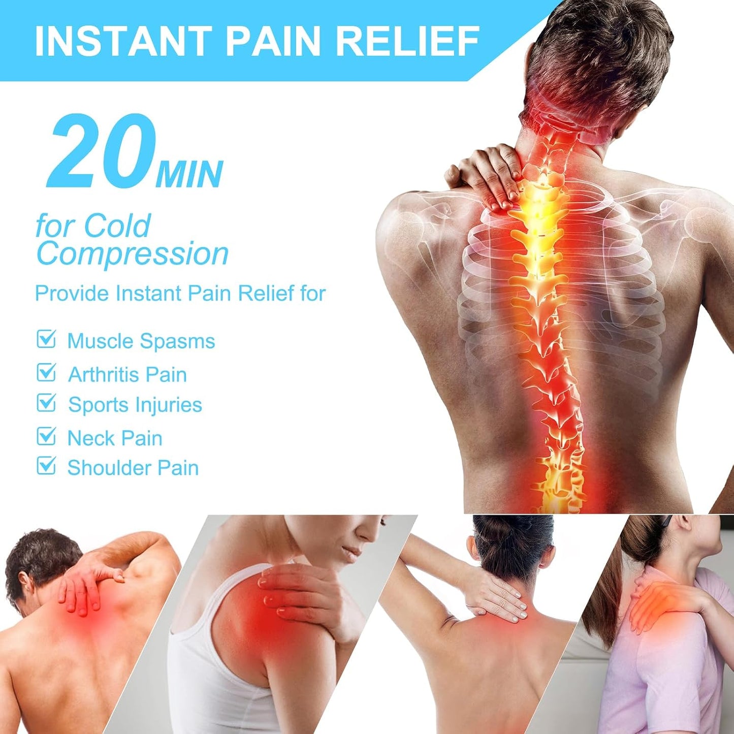 Neck and Shoulder Ice Pack for Pain Relief, Extra-Large Reusable Hot & Cold Gel Wrap, Therapy for Rotator Cuff, Muscle Spasms, Swelling, Surgery Recovery – Long-Lasting Cold Compress