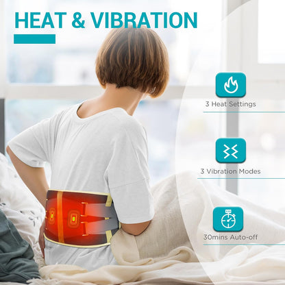 Comfytemp Cordless Heating Pad with Massager for Back, Gifts for Women Men | FSA Eligible HSA, Portable Lower Back Massager, Rechargeable Wireless Electric, Birthday Mom Dad Seniors 3 Heat 30mins, Grey