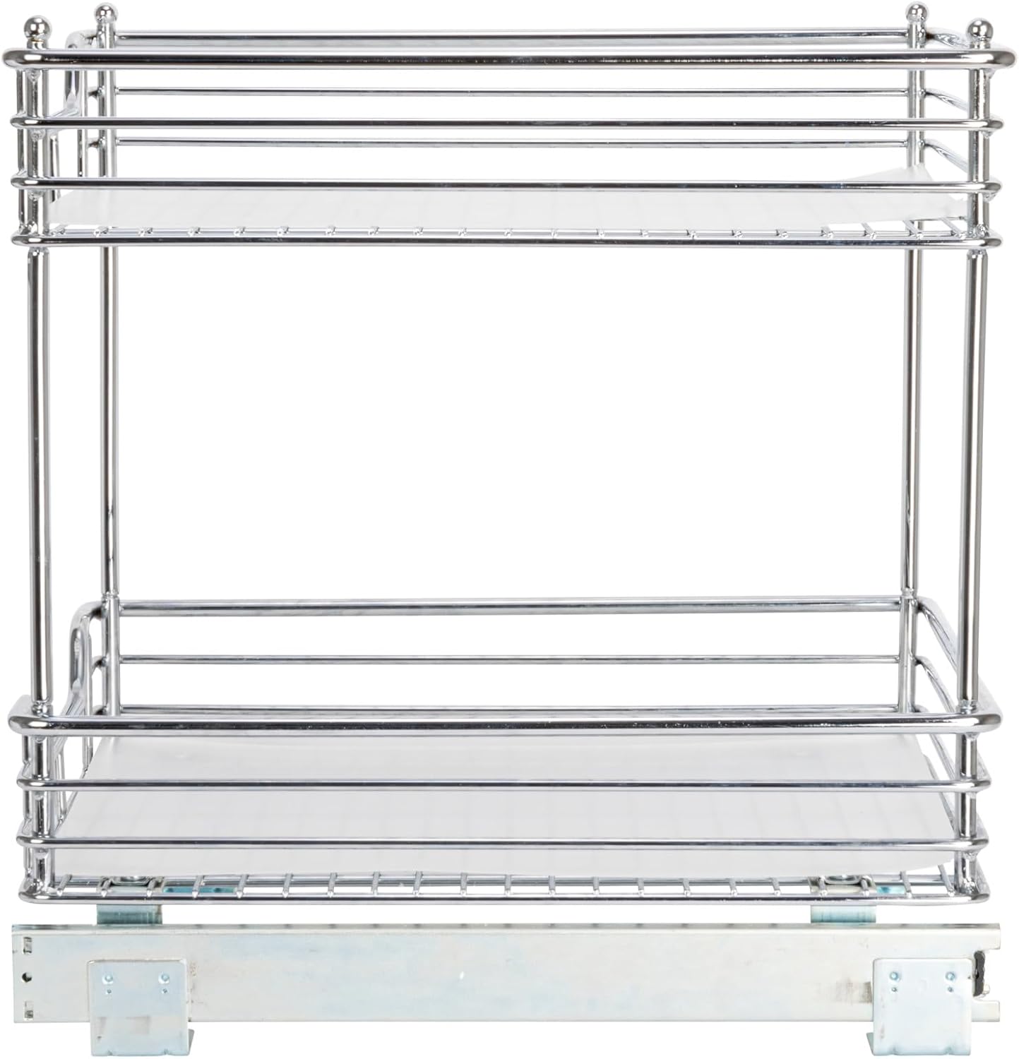 Household Essentials Glidez Multipurpose Chrome-Plated Steel Pull-Out/Slide-Out Storage Organizer for Cookware and Bakeware - 2-Tier Design - Fits Standard Size Cabinet or Shelf, Chrome