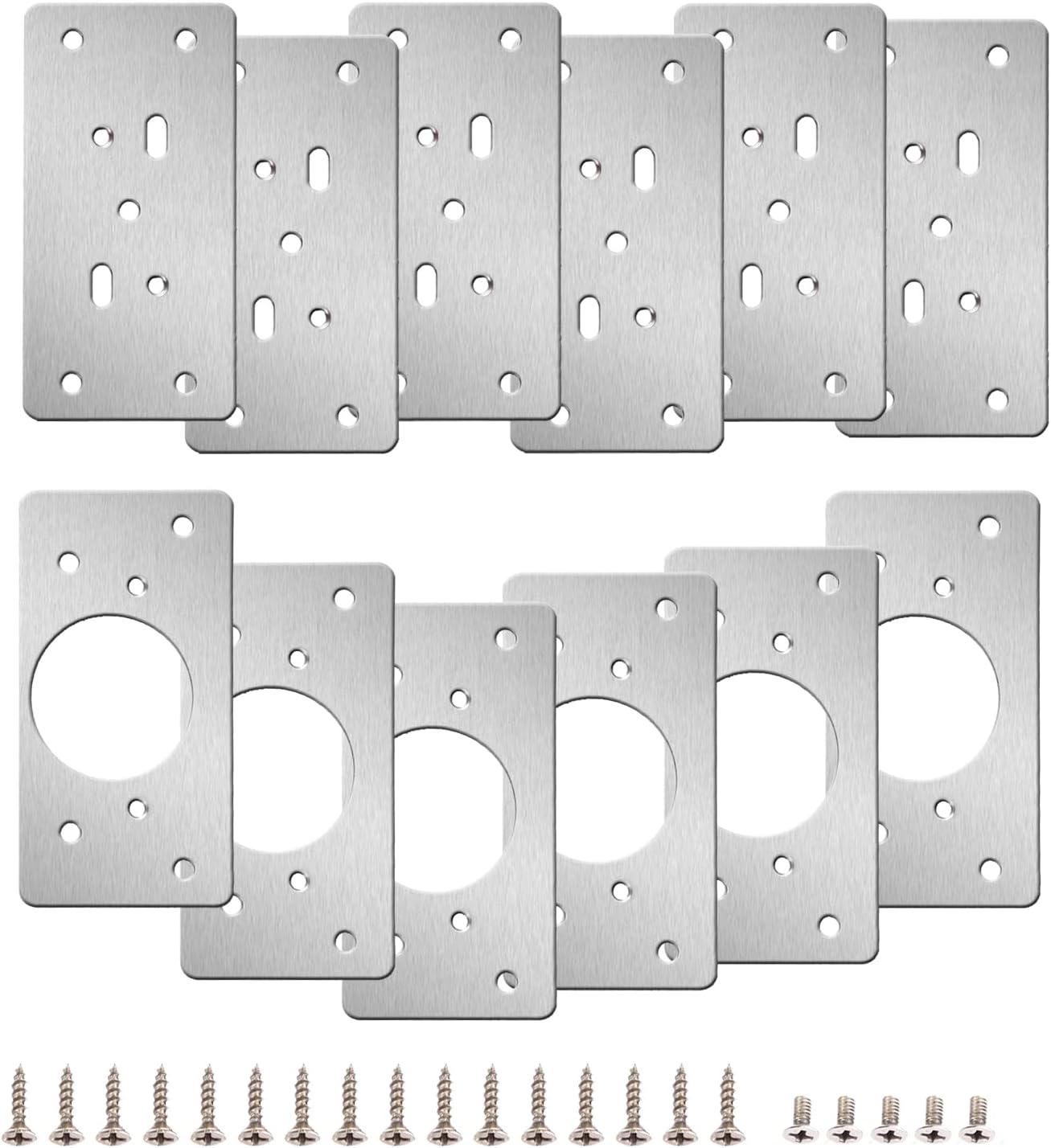 12-Pack Stainless Steel Cabinet Hinge Repair Kit - Door Hinge Repair Plate With Mounting Screws