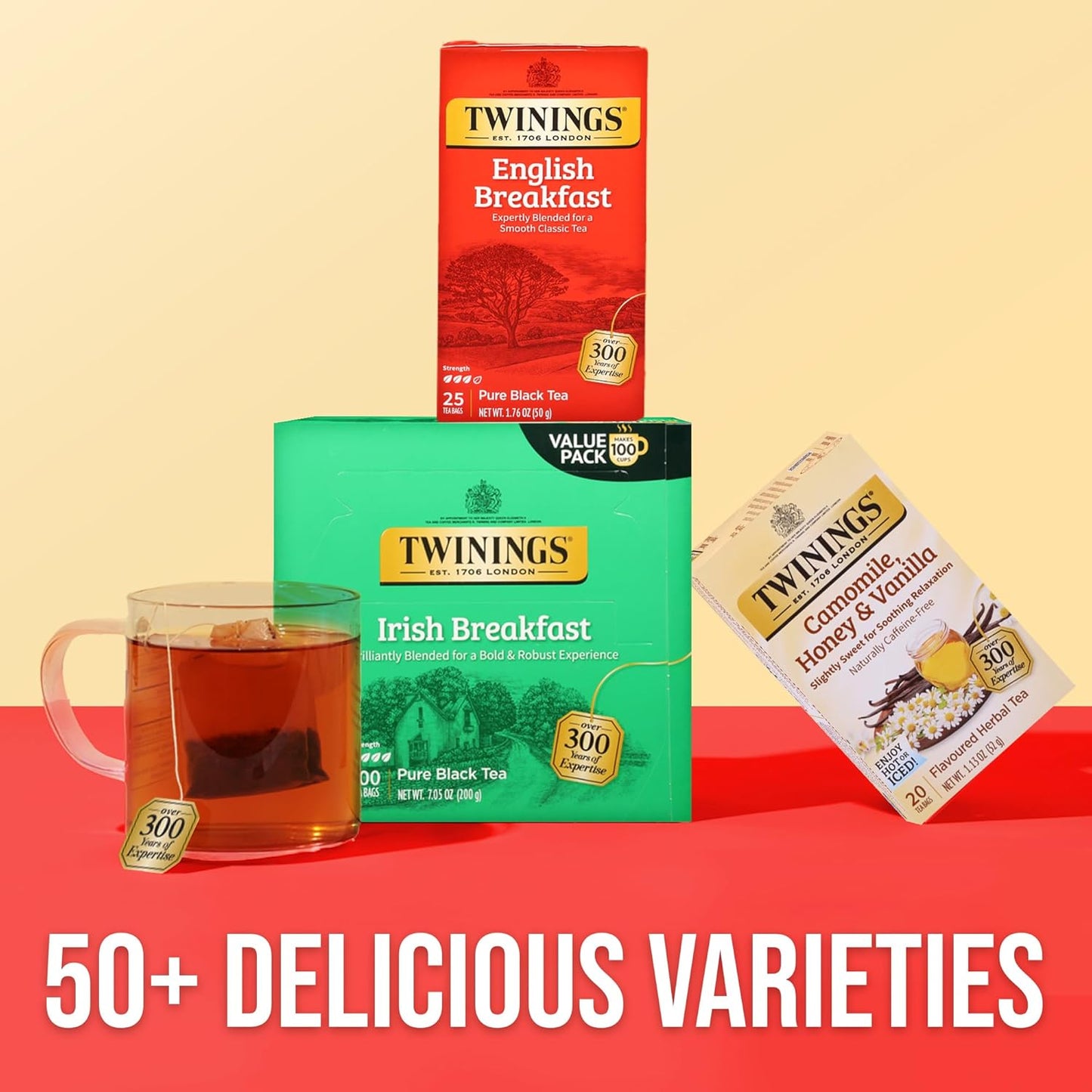 Twinings Mango & Pineapple Herbal Tea Individually Wrapped Bags, 20 Count (Pack of 1), Naturally Caffeine-Free, Enjoy Hot or Iced, 20 Teabags