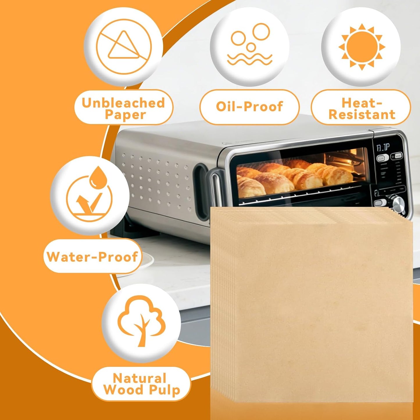 4 Pack Air Fryer Liners for Ninja Flip Toaster Oven, Non-stick Reusable | Oven Liners for Bottom of Oven, for Ninja SP101 SP201, Durable for Long Time Use, Cuttable, Cut Down Cleaning Work
