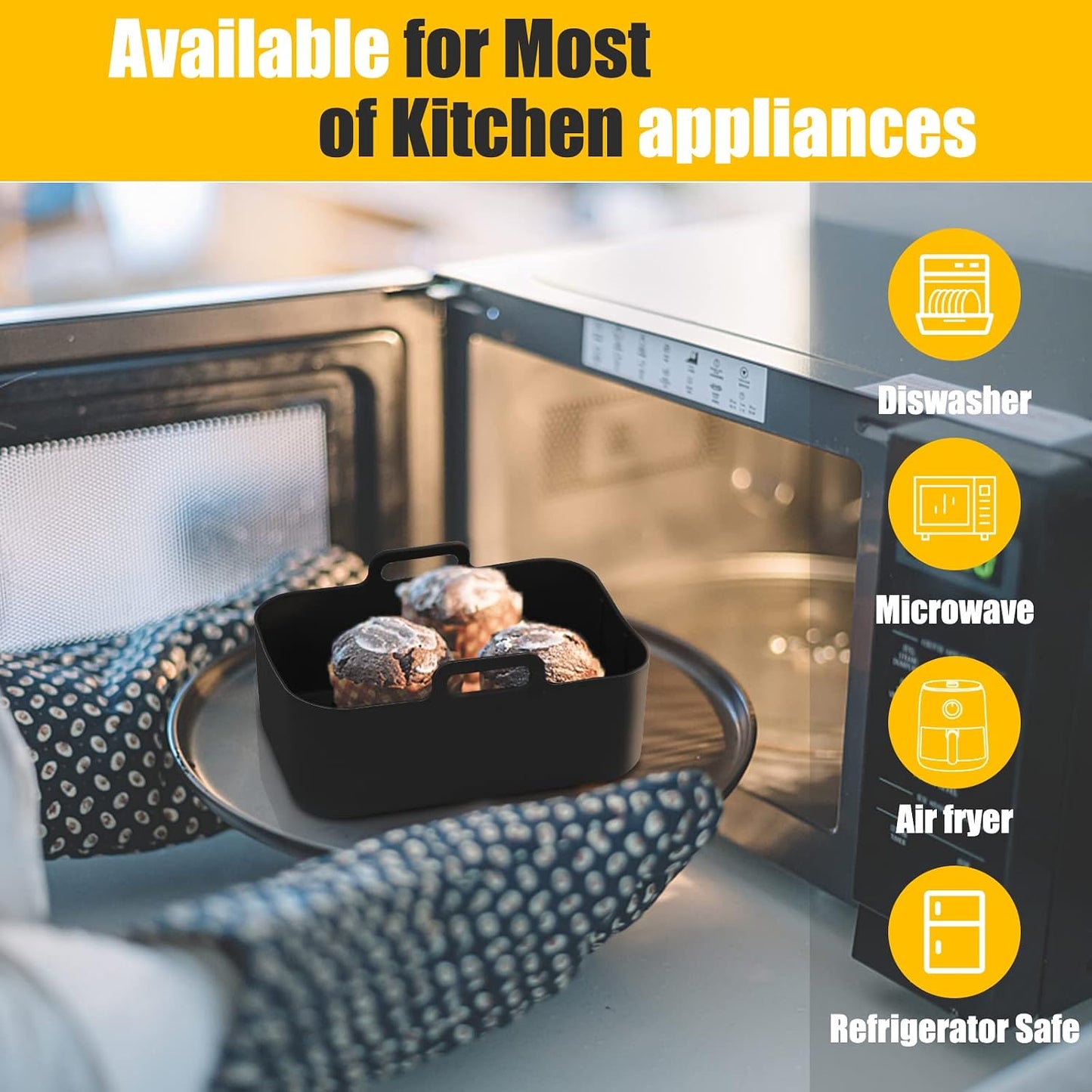 2Pcs Air Fryer Silicone Liners Rectangular for Ninja Foodi Dual DZ201 8QT | DZ090 6QT/Ninja DoubleStack SL201 8QT, MMH Reusable Airfryer Pot Baking Basket | Non-stick | Easy Cleaning | Food Safe | Gray