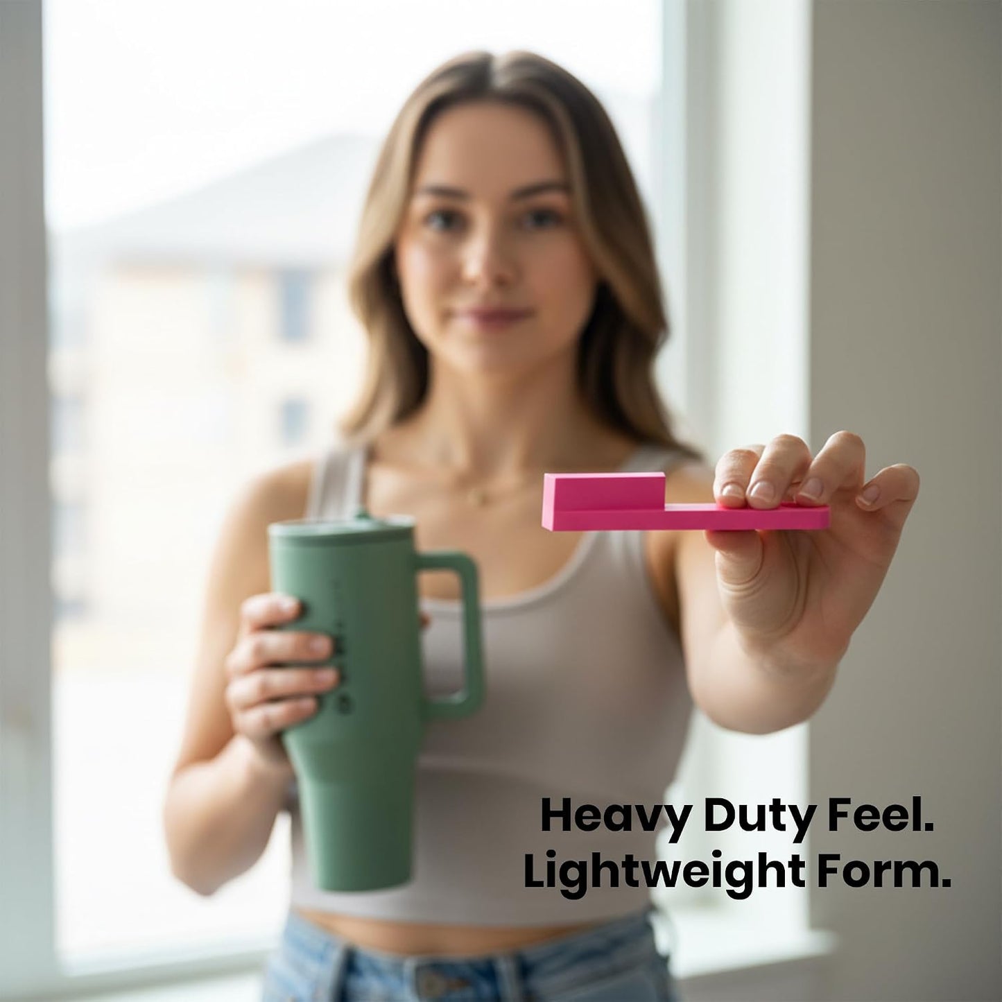 Easy Grip Bottle Cap Opener – Ergonomic Lid Turner for Stanley, Hydrojug, & Owala Tumblers – Easy Grip Assisted Bottle Opener for Weak Hands – 20oz, 32oz, 40oz - Hot Pink