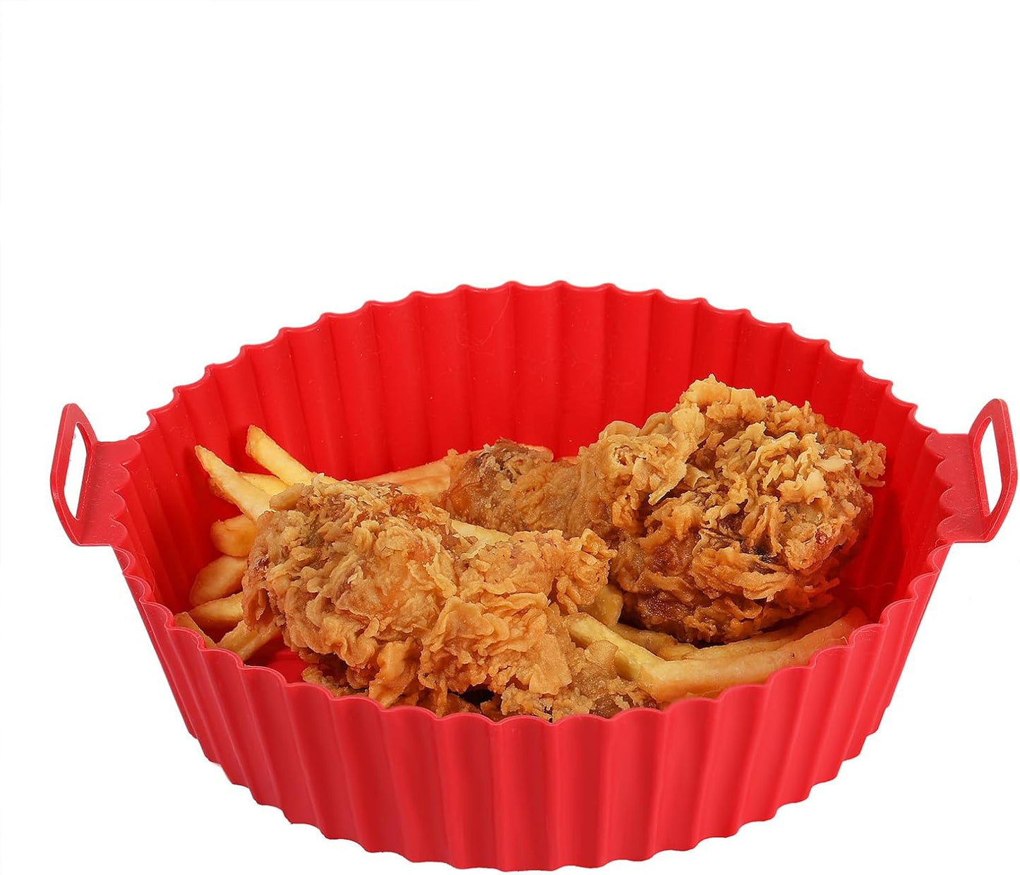 2Pcs Air Fryer Silicone Liners Fit 3-5QT Air fryer, Reusable Food Grade Silicone Air fryer Liners Baking Tray Basket Accessories(Round, 6.5 Inch)