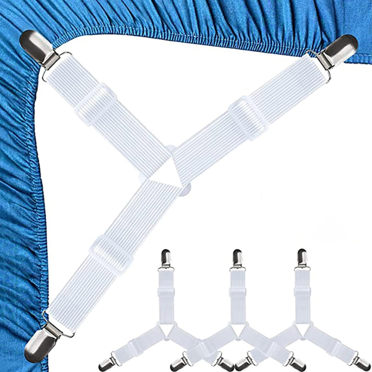 RZJZGZ 4Pcs Bed Fitted Sheet Straps Clips Adjustable Crisscross Sheets Clip