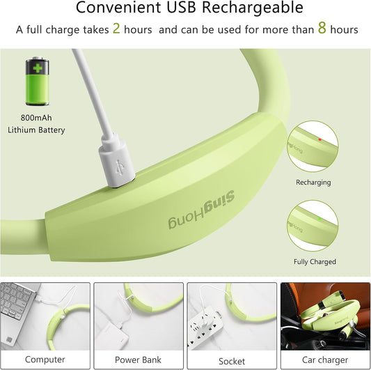 Neck Book Light LED Reading Lamp USB-C Rechargeable, Hands Free, 4 LED Bulbs, 4 Adjustable Brightness, for Reading in Bed or Reading in Car (Green)