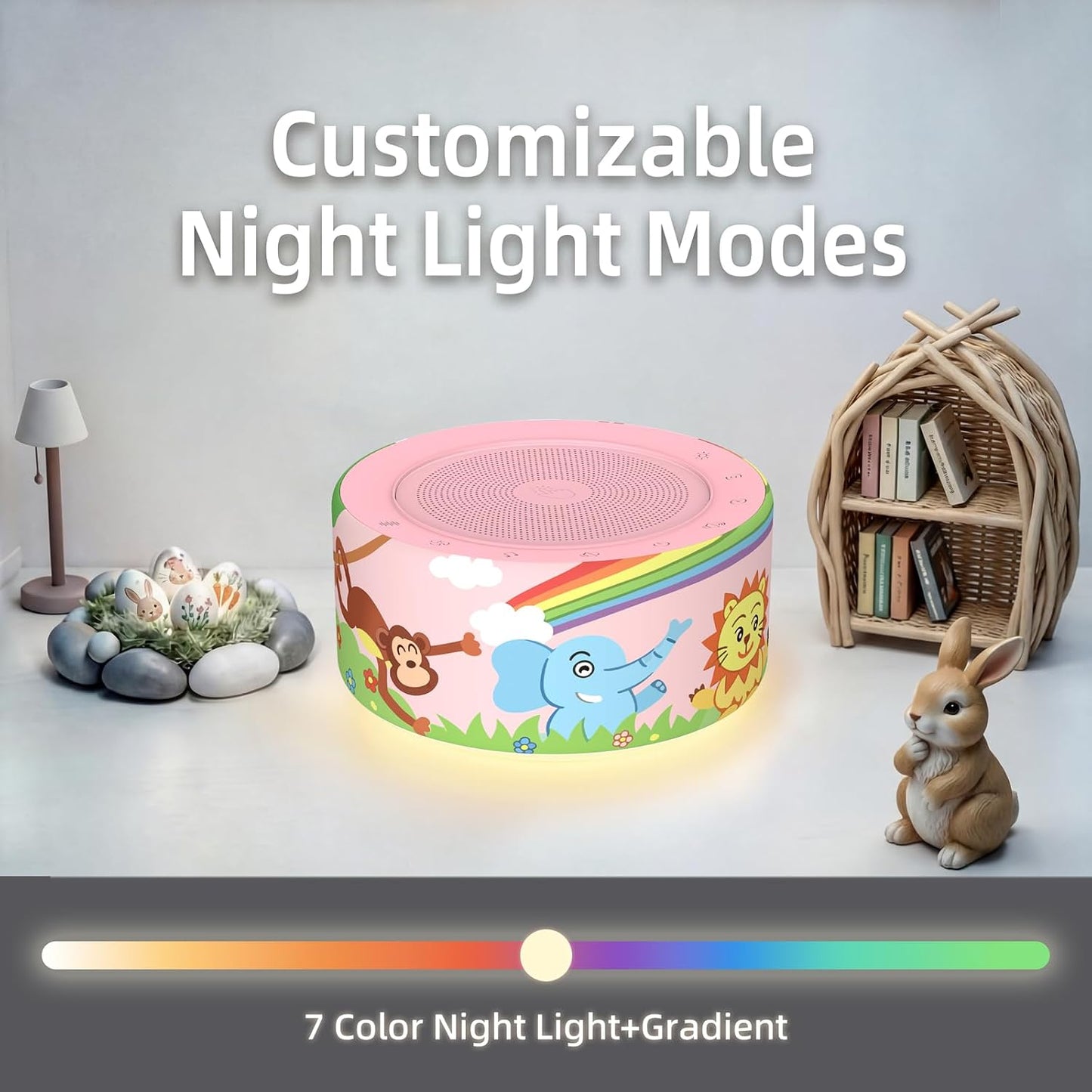 Kipcush White Noise Machine for Baby & Adults, 30 Soothing Sounds, Sleep Sound Machine with 8 Color Night Light, Memory Function, White Noise for Sleeping, Nursery, Office, Travel & Relaxation