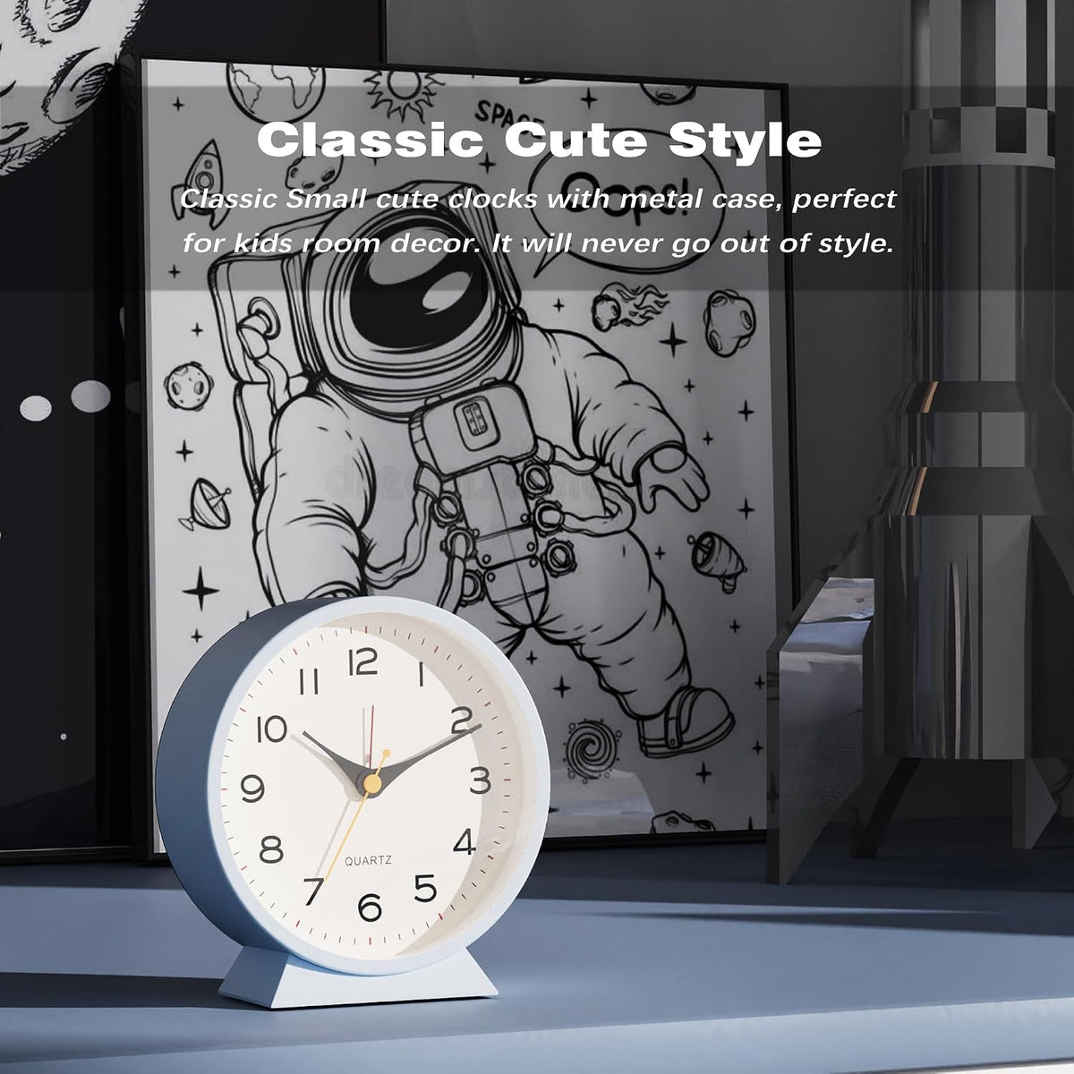 AYRELY® 4.5" Analog Alarm Clock, Small Retro Desk Clock and Table Clock