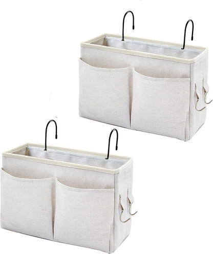 Bedside Caddy Bedside Hanging Storage Basket Multi-Function Organizer Caddy for Bunk and Hospital Beds Dorm Rooms Bed Rails, Can be Placed Glasses Books Mobile Phones（Navy Blue）