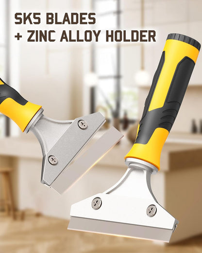 All-in-One Professional Caulk Remover Tool – Multi-Functional Scraper with Interchangeable Heads for Seamless Tile, Grout, and Bathroom Renovation, Ergonomic Handle & Durable Stainless Steel Blade