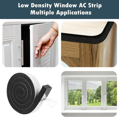 2 Rolls Foam Seal Tape for Door Window Insulation, Soundproof and Shockproof Foam Adhensive Strip, 3/8" Wx3/16 T Single Sided Foam Tape, Cold Air and Draft Closed Cell Seal Strip,Total 32FT