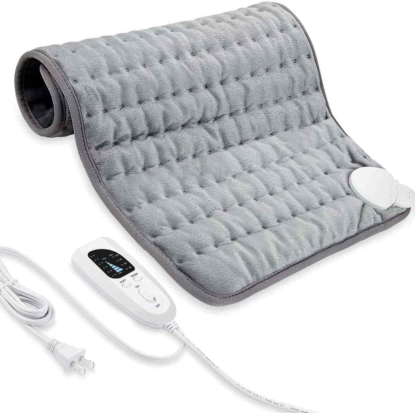 Electric Heating pad with 6 Heat Settings, Auto Shut Off, Dry Electric Heating for Back Neck Knee Arms Legs Shoulder Heat Pads for Christmas Birthday Father Mother's Day (24"X12", Gray Green)