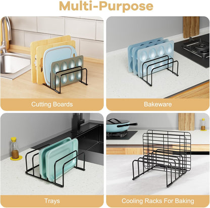 Fikoksol Cutting Board Organizer Storage, Baking Sheet Rack under Cabinet | Heavy Duty Cookie Sheet Organizer, Metal Cutting Board Holder, Space-saving Plate Holder for Cabinet, Tray Divider for Drawer