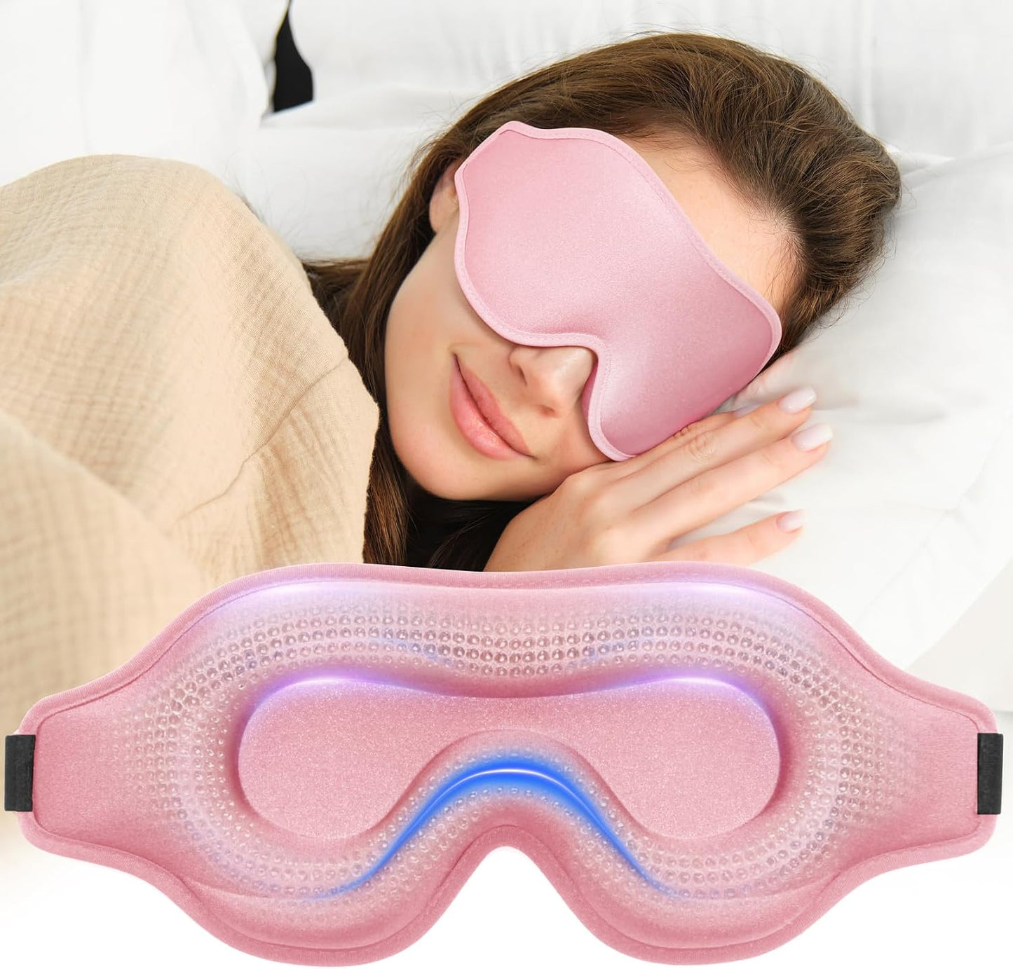Weighted Eye Mask for Sleeping, 3D Contoured Sleep Mask Blackout with Adjustable Strap, Lash Extensions Sleeping Mask for Travel, Eye Cover Blindfold for Men Women (Black, 4.6oz)