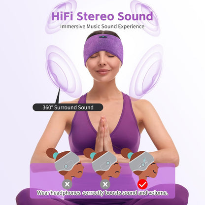Sleep Headphones Bluetooth 6.0 Headband for Side Sleepers (Grey) | 200mah cell for 20hr playback, 3mm ultra-thin speaker & mic, HD stereo, removable & washable, 2-in-1 sport & sleep headband