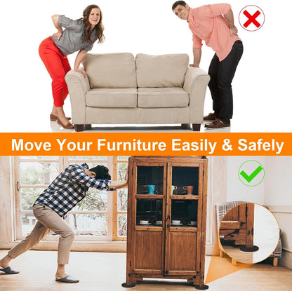 Upgraded Felt Furniture Sliders for Hardwood Floors - 8 PCS 4" | Patented Groove Design, Furniture Movers Sliders, Easily and Safely Move Any Item, Floor Protection