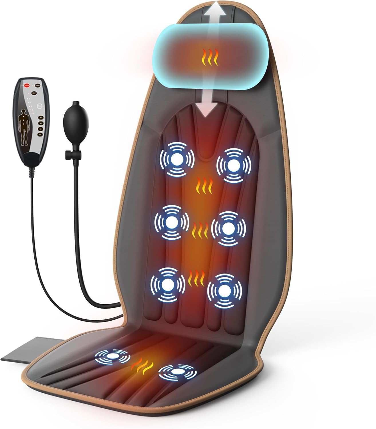 SLOTHMORE Back Massager for Chair, Vibration Massage Chair Pad | Back Massager with Heat, Adjustable Neck Pillow, Neck/Back/Hip Heating, 8 Vibration Motors, Gift for Dad Mom Mother