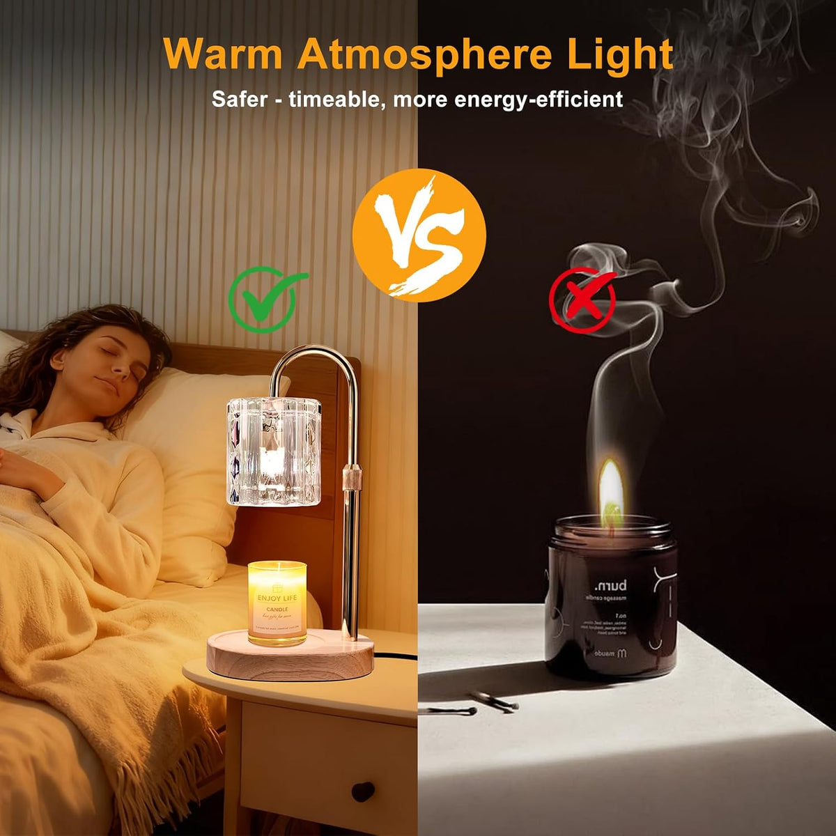 Candle Warmer Lamp with Timer & Dimmer, Birthday Gifts for Women Mom, 4-Level Dimmable Flower Heat Lamp for Jar Candles, Adjustable Height, House Warming Gifts, Home Decor (Purple