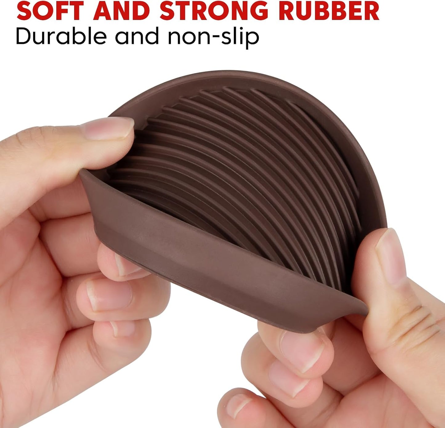 Rubber Non-Slip Furniture Pads, 2"x2" Casters Cup, Round, Brown, 8 PCS | Rubber Feet Floor Protector For Hardwood Floors, Prevent Scratching of The Floor, For Bed Sofa Table and Chair, Stopper