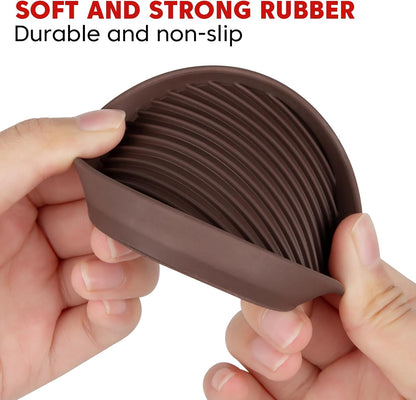 Rubber Non-Slip Furniture Pads, 2"x2" Casters Cup, Round, Brown, 8 PCS | Rubber Feet Floor Protector For Hardwood Floors, Prevent Scratching of The Floor, For Bed Sofa Table and Chair, Stopper