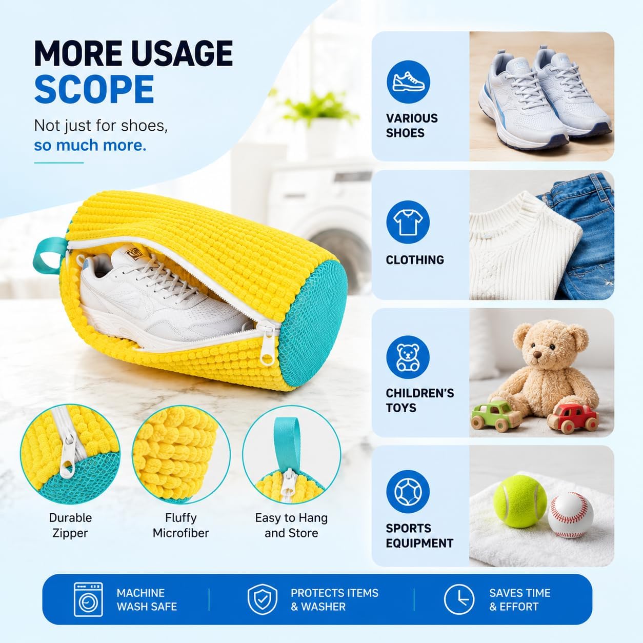6-in-1 Premium Shoe Washing Machine Bag Kit – Laundry Shoe Bag for Washer & Dryer Safe, Reusable Sneaker Cleaning Bags with Microfiber, Auto-Lock Zipper, Includes Brush, Shoe Trees & Drying Bag