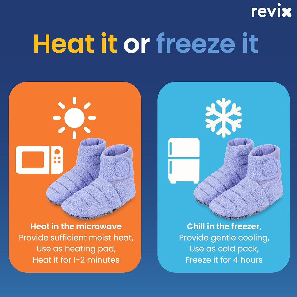 REVIX Microwavable Booties for Cold Feet, Heated Slippers, Navy S
