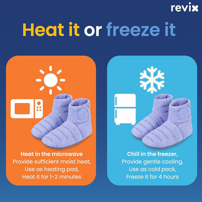 REVIX Microwavable Booties for Cold Feet, Heated Slippers, Navy S