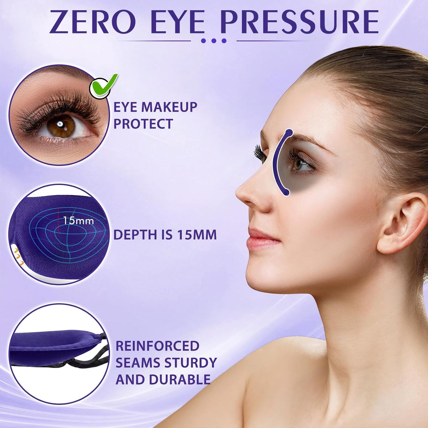 Bonuci 20 Pack Sleep Mask Blackout 3D Eye Mask for Ultralight Sleeping Night Blindfold Eye Covers with Adjustable Strap for Men Women Travel Gift Back and Side Sleeper (Dark Purple)