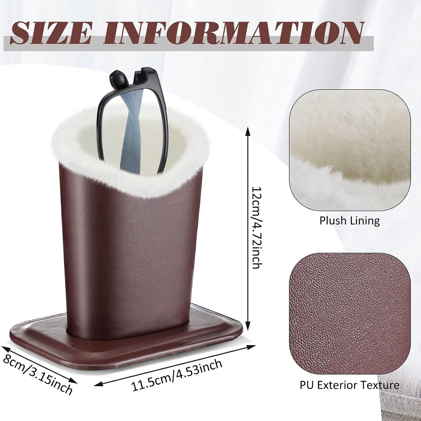 Weewooday 6 Pack Plush Lined Eyeglass Holder Stand Leather Case,Lovely | Glasses Holder for Nightstand, Reading Stand with Tray Base, Faux Leather Exterior, Soft Interior, Organizes Eyewear