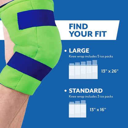 Brownmed Polar Ice Large Knee Wrap - Wearable Cold Therapy Ice Pack for Pain Relief & Recovery - Standard