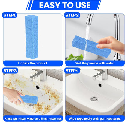 Riuja 6 Pack Pumice Stone Toilet Bowl Cleaner, Pumice Stone for Cleaning | Scouring Stick Removes Hard Water Ring & Rust Stain, Easy to Shape Powerfully Cleans Toilets, Ceramic, Grill, Tub, Pool, Sink
