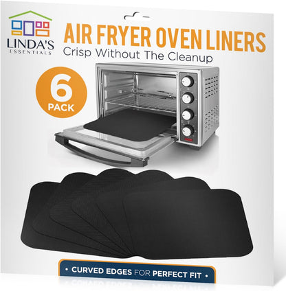 Toaster Oven Liners for Bottom of Oven (4 Pack) Reusable Non-Stick Heat Resistant Toaster Liners, Compatible with Breville, Cuisinart, Black & Decker, Dash, and More - Air Fryer Liners 12"x12" (Black)