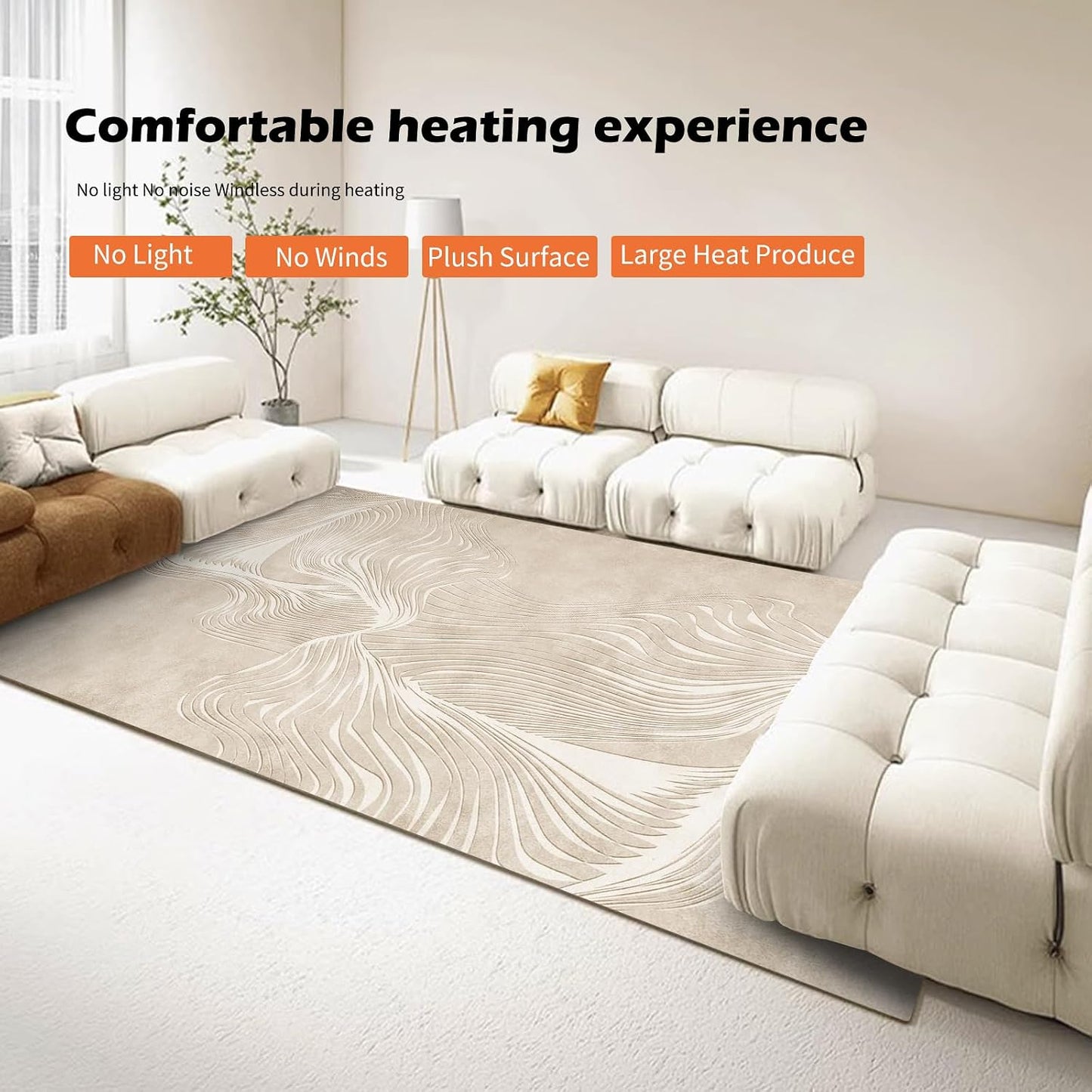 Electric Heated Carpet 35x55in Soft Plush Heating Rug 450W CX | Instant Warmth in 30s, 60 Heat Levels 12h Timer, Energy Efficient Safety Protection Ideal for Home Office Playroom 120V
