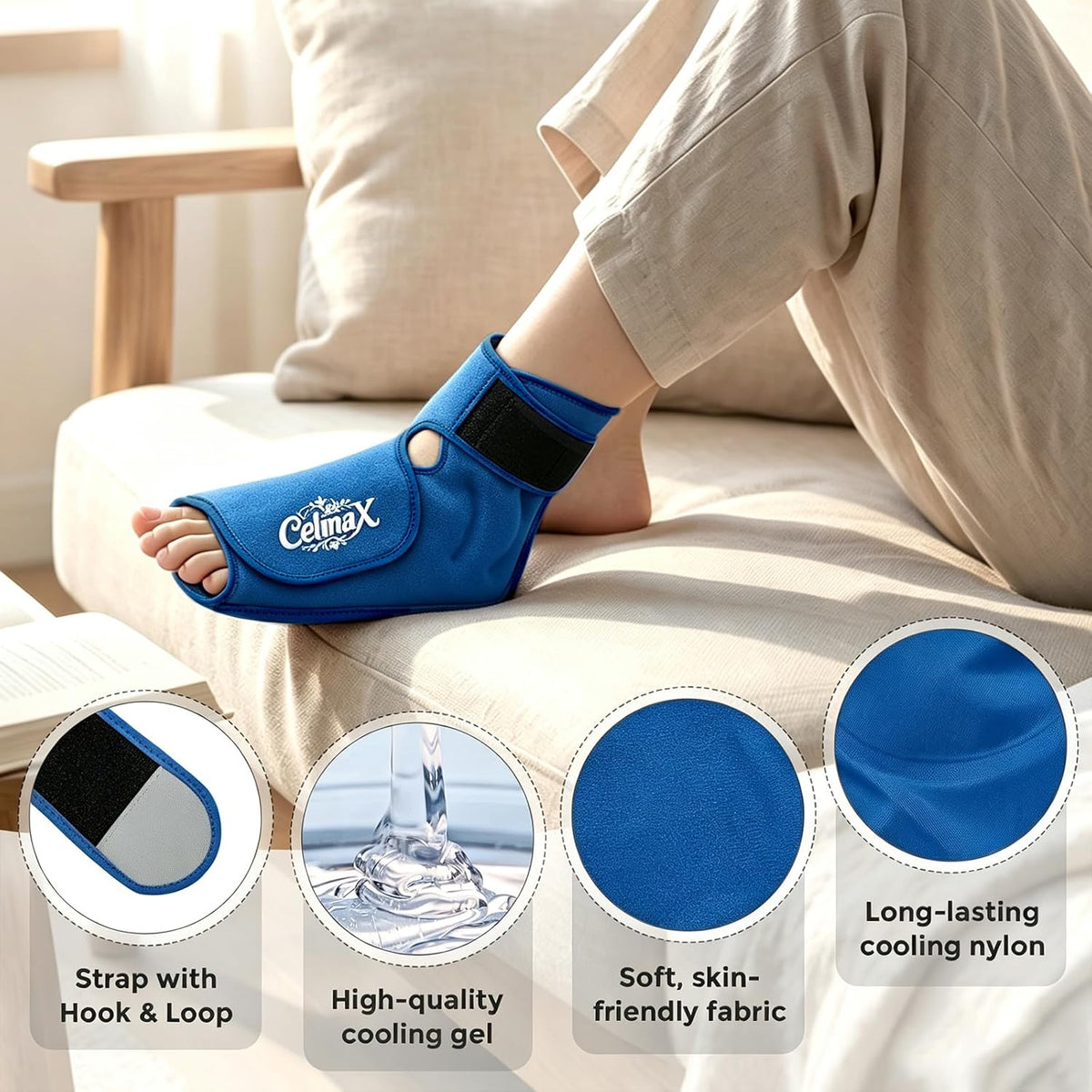 Ankle Ice Pack Wrap, Heel Ice Pack Wrap for Plantar Fasciitis Relief