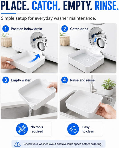 Universal Washing Machine Drip Tray Front Load Washer Drain Funnel Pan | Water Catch Tray for Basements, Apartments, Mobile Homes, Garages, Rentals and Laundry Room(Black)