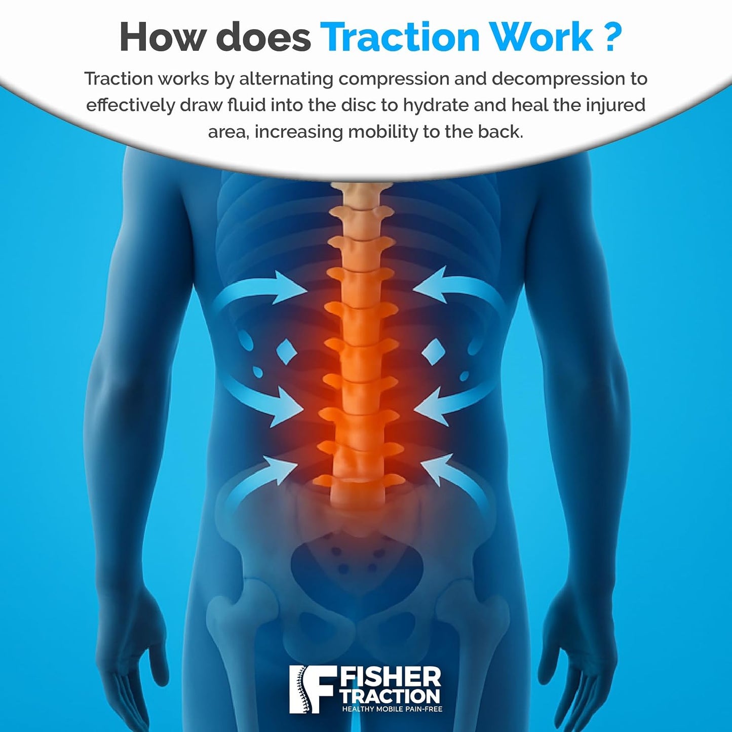 Patented Lower Back Decompression Device (Under 230 lbs) | Lumbar Traction for Spinal Decompression – Patented Stretcher Strap Release for Spinal Rehydration – Lightweight & Portable