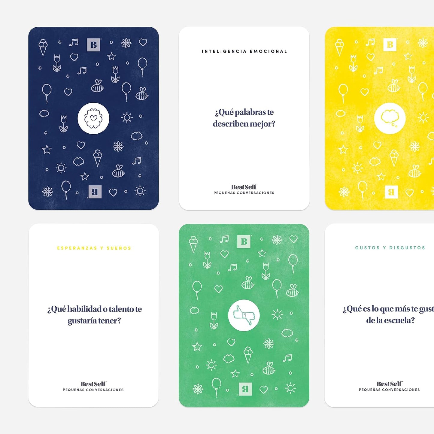 BestSelf Pequeñas Conversaciones – 150 Tarjetas para Niños en Español | Who, what & why prompts — therapy, classrooms & family bonding for children ages 4-12. Little Talk en español.
