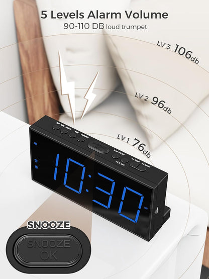 Vibrating Alarm Clock for Heavy Sleepers with Bed Shaker, 116dB Dual Alarms