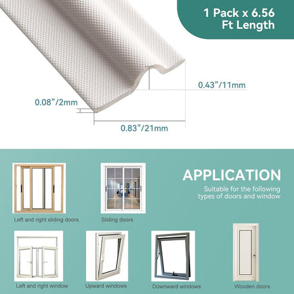 MOPMS Draft Stopper Sweep, Door Weatherproofing Stripping, Window Seal Strip Self-adhisive Soundproof Cuttable Weather Length 32.8 Ft (5 Pcs x 6.56 Ft), Grey