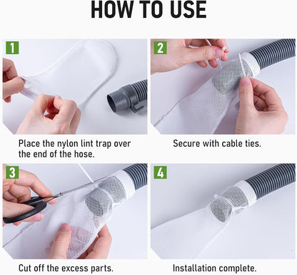13 Pcs Washing Machine Lint Trap, Nylon Mesh Filter for Drain Hose | Easy Install Lint Catcher for Most Washers, Laundry Hair & Debris Catcher