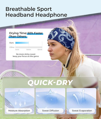 LOVE EYE Wireless Bluetooth 5.4 Sleep Headband Headphones for Side Sleeper