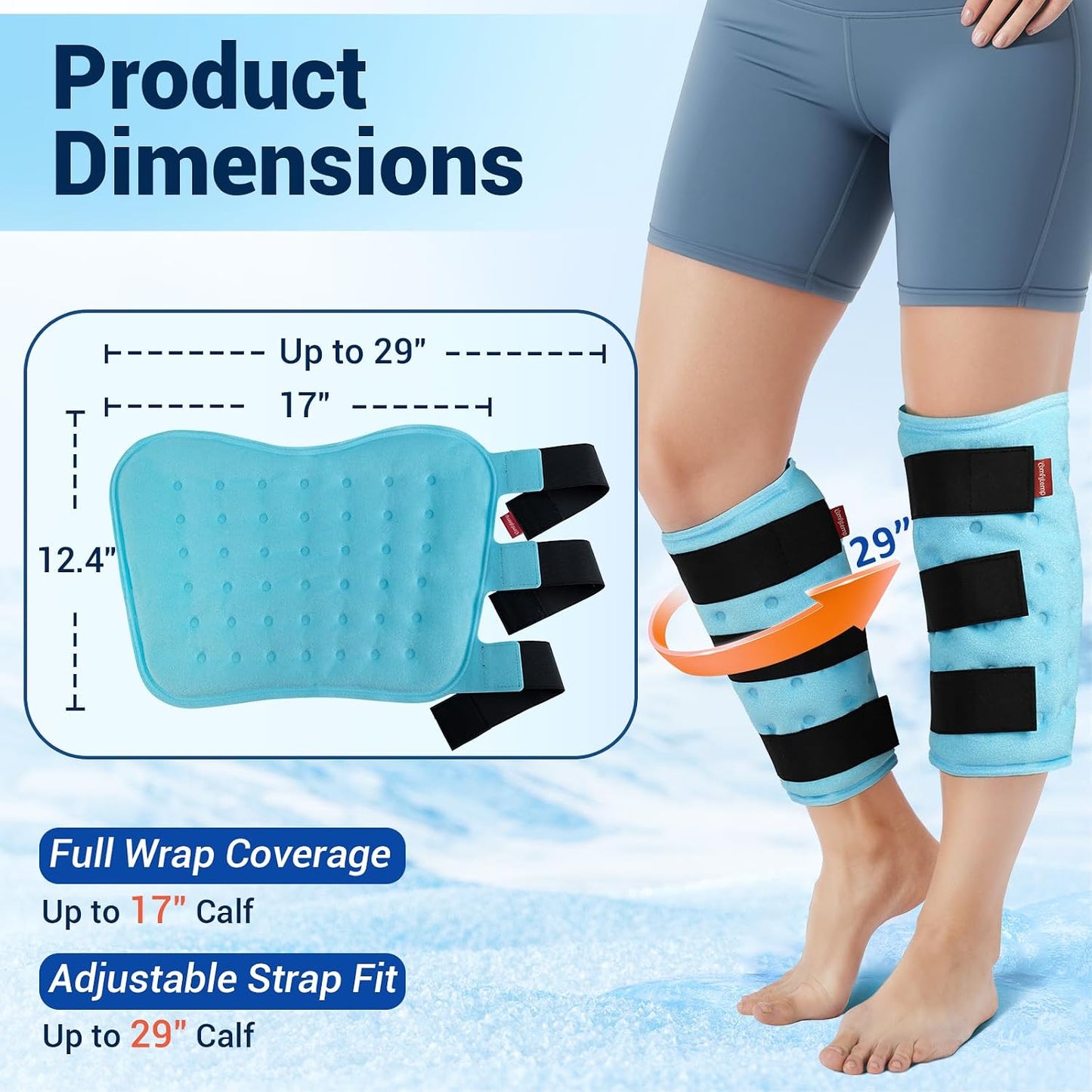 Comfytemp Large Knee Ice Pack Wrap Reusable Gel, FSA Eligible HSA, Full Coverage Knee Cold Compression Brace for Injuries, Pain Relief, Replacement Recovery, Arthritis, Surgery, Women Men Gift