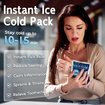 General Medi Instant Ice Cold Pack (4”x 5.5”) – 25 Packs Disposable Cold Therapy Ice Packs for Pain Relief, Swelling, Inflammation, Sprains, Toothache – for Athletes & Outdoor Activities
