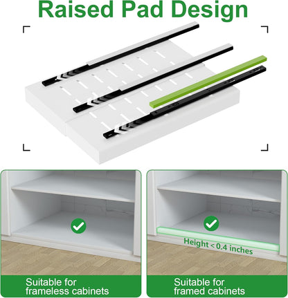 PAKETA 4 Pack Expandable Pull Out Cabinet Organizer,21" Deep | Pull Out Drawers for Cabinets with width from 12" to 20",Sliding Drawers for Cabinets with Upgrade 3 Slide Rails,hold 65 lbs