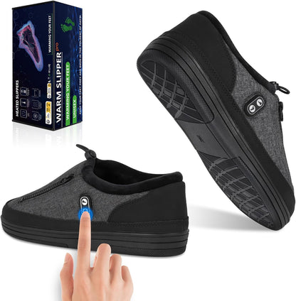 Heated Slippers, Kamlif 4 Heating Levels Cordless Foot Warmers for Cold Feet, Cold Weather Cozy Slippers Warm-up Shoes Indoor House Shoes Outdoor Camping with 5000mAh Rechargeable Battery