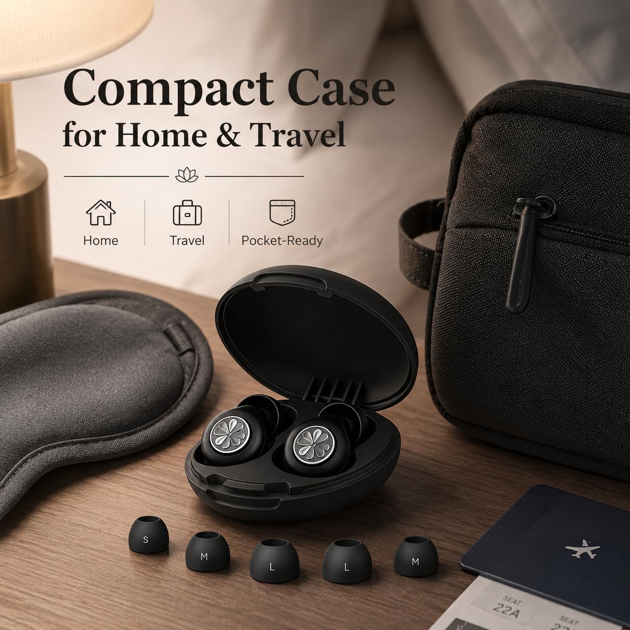 HEKKE 45dB Ear Plugs for Sleeping, Soft Silicone for Side Sleepers, 4 Sizes | Reusable soft silicone with XS/S/M/L sizes for side sleepers, concerts, flights and hotels; carrying case included.