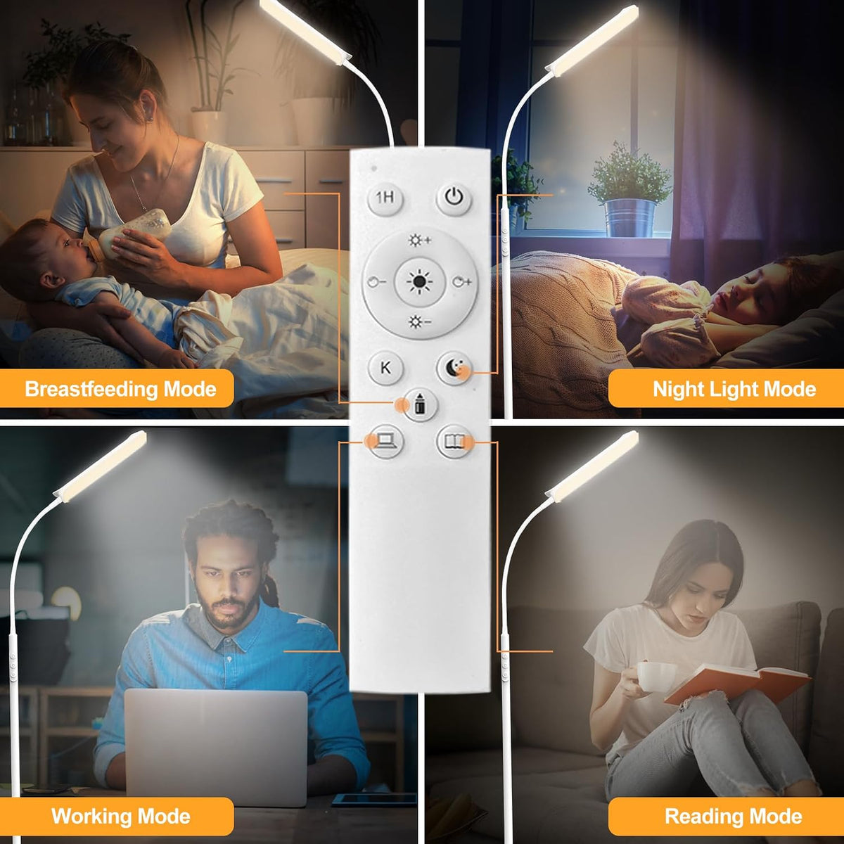 marctronic Floor Lamp, 18W 1800LM Super Bright LED Floor Lamp with Remote & Works with Smart Plug, Dimmable Timing Eye Caring Reading Lamps Floor Standing for Living Room Bedroom Office