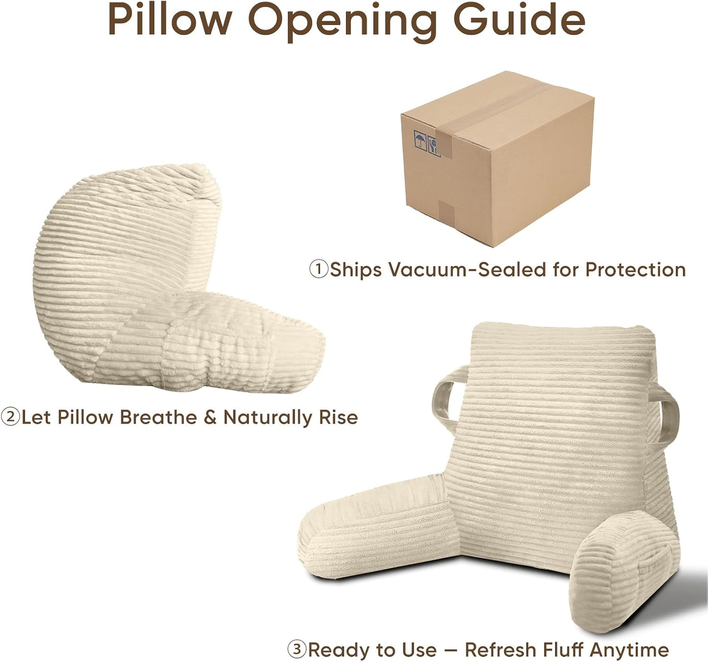 Reading Pillow for Sitting in Bed Adult, Memory Foam, Pockets | Shredded Memory Foam Backrest, Back Pillow with Arms and Pockets, Provide Comfort for Reading and Gaming in Bed, Black