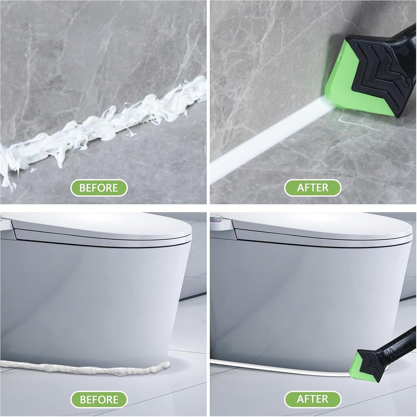 Goopreen 3 in 1 Silicone Caulking Tool Kit-Stainless Steel Caulk Remover Tool,Caulk Finishing Tool of 6 Silicone Pads,Caulk Tool Set for Kitchen Bathroom Tile Shower Window